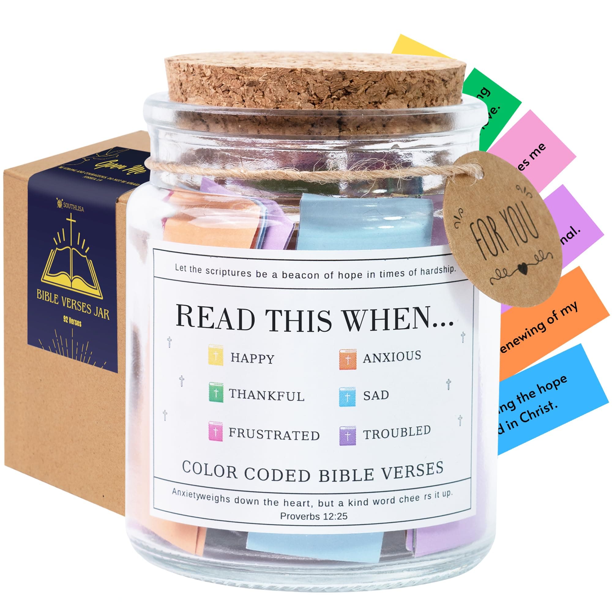 Read This When Bible Verses Jar – Easter Basket Stuffers, Easter, Birthday, Christian Gifts for Women; Mothers Day Gifts For Mom, Graduations Gift For Her