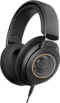 Philips Audio SHP9600 Wired Over Ear Headphones with Mic (Black)