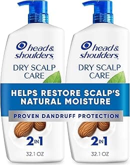 Anti-Dandruff Shampoo and Conditioner, Dry Scalp Care 2-in-1 Twin Pack, 1% Pyrithione Zinc and Almond Oil, for Itch and Dryness Relief, 32.1 fl oz Each