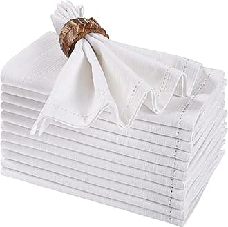 Cloth Napkin in Cotton Duck Fabric-16x16 White,Wedding Napkins, Cocktails Napkins, Fabric Napkins, Cotton Napkins Mitered Corners & Generous Hem, Machine Washable Dinner Napkins, Set of 12
