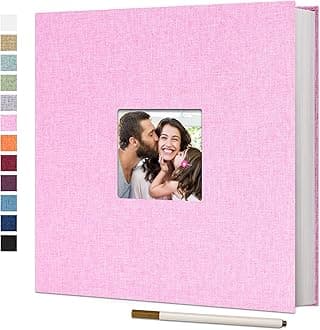 Vienrose Large Photo Album Self Adhesive for 4x6 8x10 Pictures Scrapbook Album DIY 60 Blank Pages with A Metallic Pen
