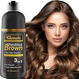 CHESTNUT BROWN Hair Dye Shampoo 3 IN 1- Hair Color Shampoo Grey Coverage in Minutes Ammonia Free Instant Coloring Gift for Mom Dad