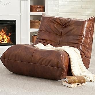 Bean Bag Chair Giant Bean Bag Sofa Memory Foam Bean Bag Chairs for Adults, Bean Bag Sofa Sack Faux Leather Bean Bag for Living Room Bedroom Dorm Office (Brown)