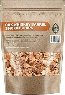 Whiskey Oak Wood Chips for smoking, 3L (approx 650g) BBQ Wood Chips For Charcoal, Gas BBQ's, Smokers, Smoking Wood Chips For Smoking Beef, Lamb Meat, Fish, Vegetables