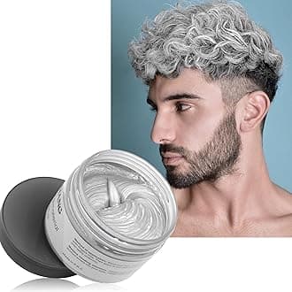 VOLLUCKSilver Grey Hair Wax Pomades 130ml - Natural Hair Colouring Wax Material Disposable Hair Styling Clays Ash for Cosplay,Hallowee,Party