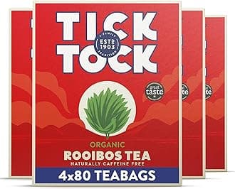 Organic Rooibos Tea, Pack of 4 x 80 tea bags (320 bags), Naturally Sweet Caffeine-Free Herbal Bio-Degradable UK Redbush Tea