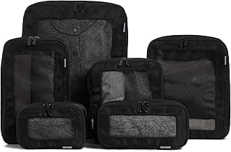 Aerotrunk Compression Packing Cubes for Travel - Luggage Organizer Bags - Double Zipper Packing Cubes for Suitcases (6-Pack, Black)