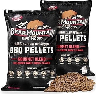 Bear Mountain Premium BBQ Woods 20 Pound Bag of All Natural Low Moisture Hardwood Smoky Gourmet Blend Barbecue Smoker Pellets for Outdoor Grilling, 2 Pack