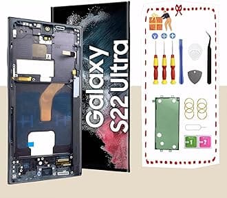 OLED for Samsung Galaxy S22 Ultra 5G LCD Display Screen Assembly Replacement for Samsung S22 Ultra Touch Digitizer Screen with Frame Toolkits S908U S908A US Version Black