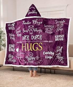 PiwakaHug Wearable Blanket for Women for Comfort & Care, Cozy Soft Flannel Fleece Throw, Surgery Recovery, Thinking of You, Cancer Support, Get Well Soon Present (Purple)