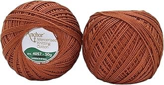 HUNNY- BUNCH® Premium Anchor Mercerised Knitting Crochet Cotton Thread Yarn Balls for Knitting, Weaving, Embroidery, DIY and Craft Making (Art. 4057) 50G - Pack of 1 (341)