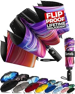 Inverted Windproof Umbrella, Large, Strong, Light, Portable, Automatic Reverse Folding Rain Umbrella, Durable Premium Grip, Fits Car & Backpack