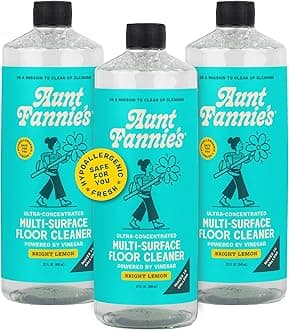 Aunt Fannie's Ultra Concentrated Floor Cleaner Vinegar Wash, Multi-Surface Solution For Mopping, Makes 16 Gallons, Bright Lemon Scent, 32 oz. (Pack of 3)