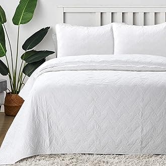 Cozy Line Home Fashions 100% Cotton Geometric Modern Zig Zag Stitch Solid White Quilt Bedding Set, Coverlet, Bedspread Lightweight for All Season (Chevron, King - 3 Piece)