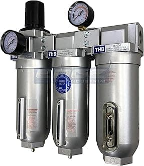 SUPER HEAVY DUTY HIGH FLOW AIR FILTRATION SYSTEM, 2 STAGE PARTICULATE FILTER PLUS OIL REMOVING COALESCING FILTER COMBINATION (1/2" NPT, MANUAL DRAIN)