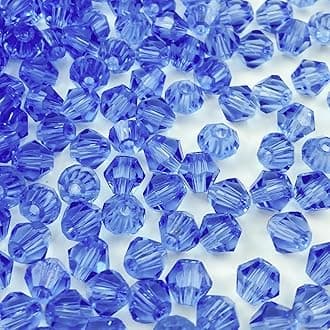 400pcs Bicone Crystal Beads 4mm Crystal Glass Faceted Beads for Necklace Bracelet Earrings DIY Jewelry Crafts Making Supplies(Light Blue)