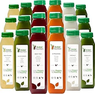 3 Day Juice Cleanse by Raw Fountain, All Natural Raw Detox Cleanse, Juicing for Body Rest, Cold Pressed Juice Fast, Great Way to Jumpstart a Healthier Diet, 18 Bottles 12oz, 3 Ginger Shots