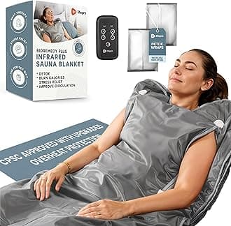 Lifepro BioRemedy Plus Infrared Sauna Blanket – Available in 5 Colors – Portable Far Infrared Home Sauna Bag for Detox, and Relaxation – Adjustable Temp (86–158°F) & Timer – Includes Detox Wraps