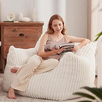 Achicsofar Giant Bean Bag Chairs for Adults Teens, Large Bean Bag Sofa Chairs with Filling Comfy Fuzzy BeanBag Chair with Armrests for Bedroom Living Room Reading