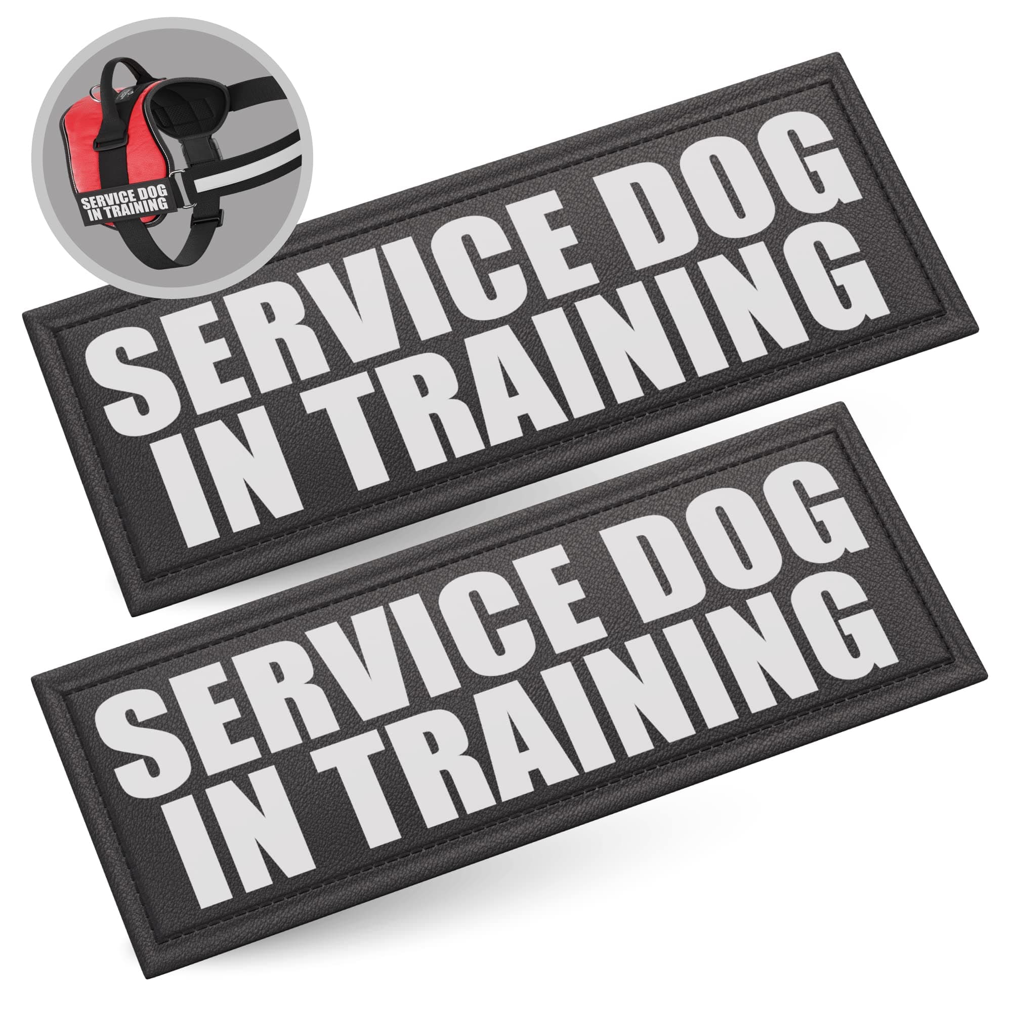 Service Dog in Training Patch with Hook Back and Reflective Lettering for Service Dog in Training Vests (Service Dog in Training, Large - 2" x 6")