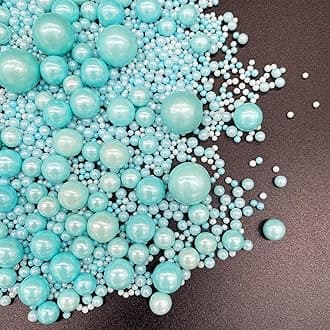 Edible Blue Pearl Sugar Sprinkles Candy Mixing Size Baking Edible Cake Decorations Cupcake Toppers Cookie Decorating Celebrations Wedding Shower Party Chirstmas Supplies 120g/ 4.2oz