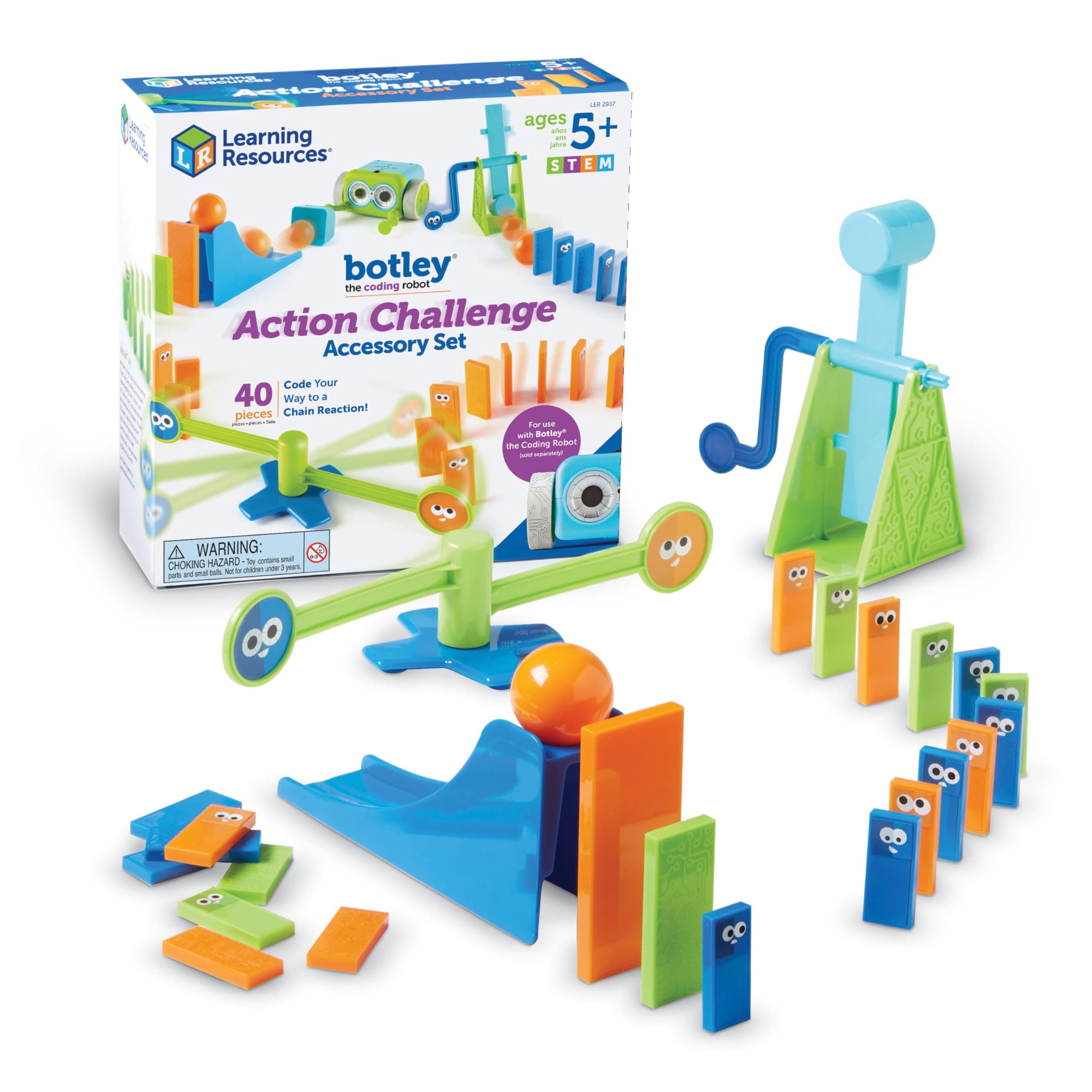 Botley Coding Robot Kit Action Challenge Set, Chain Reaction Game STEM Robot Accessory Pack for Coding Robots for Kids Ages 5 and Up