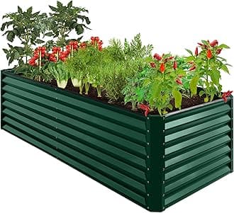 Best Choice Products 8x4x2ft Outdoor Metal Raised Garden Bed, Deep Root Planter Box for Vegetables, Flowers, Herbs, and Succulents w/ 478 Gallon Capacity - Dark Green