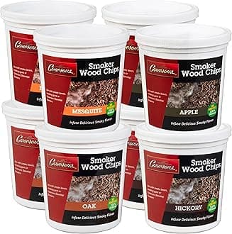 Camerons All Natural Extra Fine Cut BBQ Wood Chips - 2 Alder, 2 Cherry, 2 Oak, 2 Hickory (8 Pints, 0.473L ea)- Sawdust Shavings for Smoking Guns, Smokers, Smoke Boxes, Grill- Barbecue Variety Gift Set