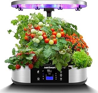 12 Pods Hydroponics Growing System JustSmart Indoor Garden Up to 30" with 30W 120 LED Grow Light, Silent Pump System, Automatic Timer for Home Kitchen Gardening, GS1 Lite