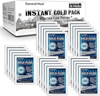 General Medi Instant Ice Cold Pack (4”x 5.5”) – 25 Packs Disposable Cold Therapy Ice Packs for Pain Relief, Swelling, Inflammation, Sprains, Toothache – for Athletes & Outdoor Activities