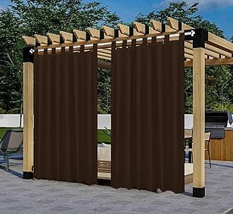 Polyester 300GSM Fabric Waterproof Rain & Sun Blockage Curtains(Coffee 4.5 X 10.5 Feet,Pack of 2) with Top Style Loop Used for Door,Balcony,Outdoor & Indoor Area