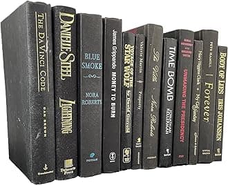 Modern Black 12 Books by Color | Alston & Oak Real Hardback Books Home Decor | Bulk Bundle of Decorative Hardcovers for Bookshelf Interior Design of Homes, Offices, Weddings, or Set Props