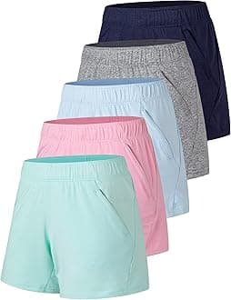 Liberty Imports womens 5-inch Yoga Training Shorts With Zipper Pockets Yoga Shorts (pack of 5)