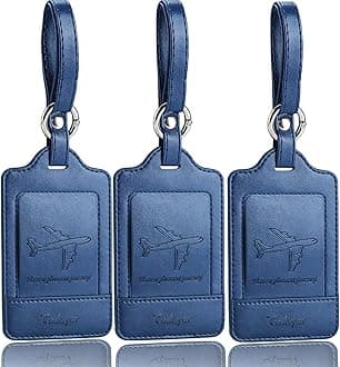 3 Pack Luggage Tags, PU Leather Luggage Tags for Suitcases, Luggage Labels with Name ID Card, Noticeable, Durable, Travel Accessories