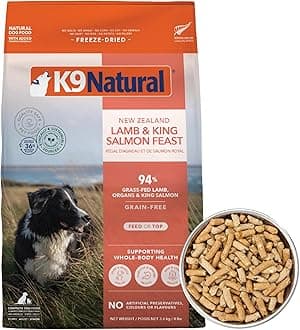 K9 Natural Lamb & King Salmon Freeze Dried Dog Food, High-Meat Natural Complete Meal or Meal Toppers for Dogs, Grass-Fed Lamb & King Salmon from New Zealand, Grain-Free, GMO-Free, 8lb