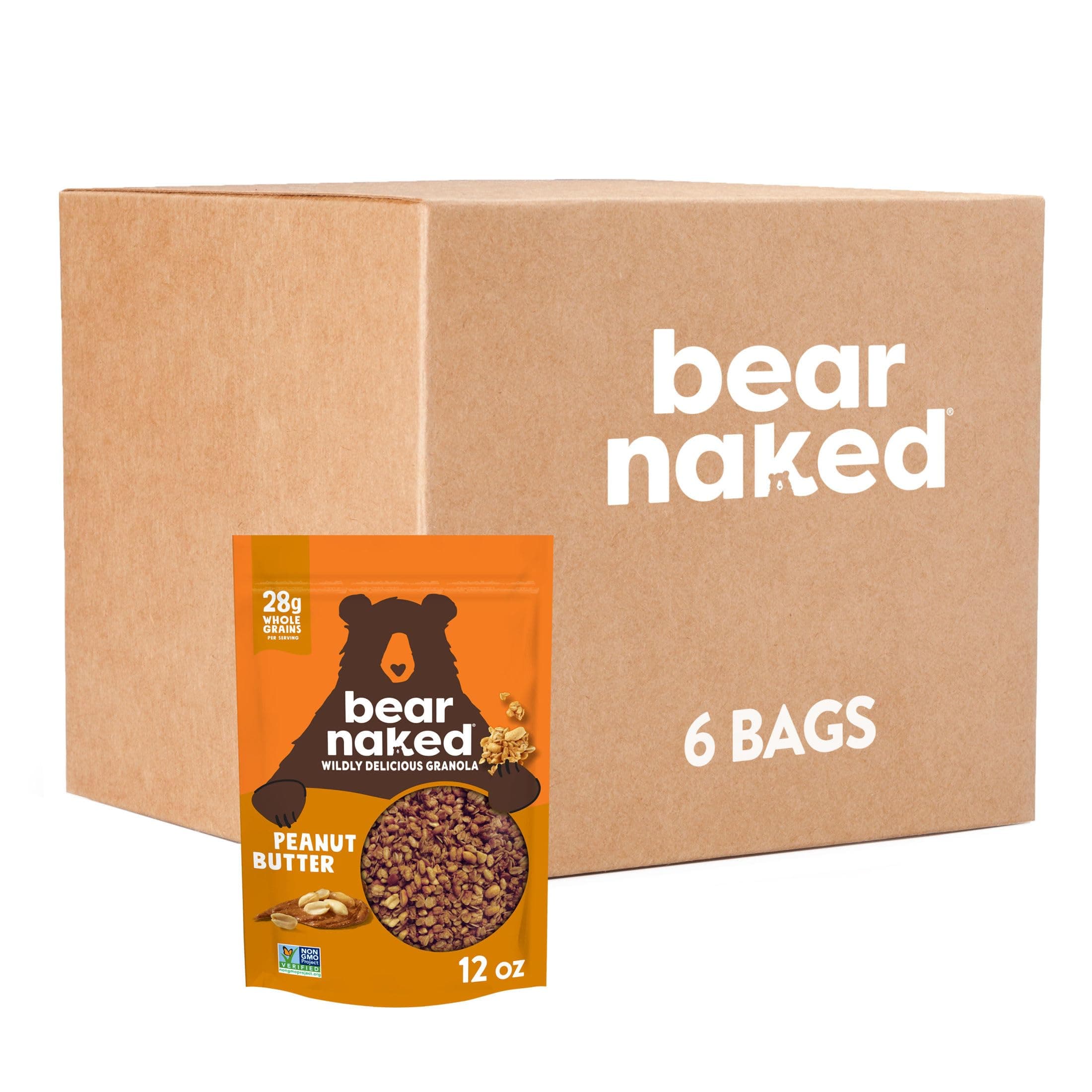 Bear Naked Granola Cereal, Breakfast Snacks, Peanut Butter (6 Bags)