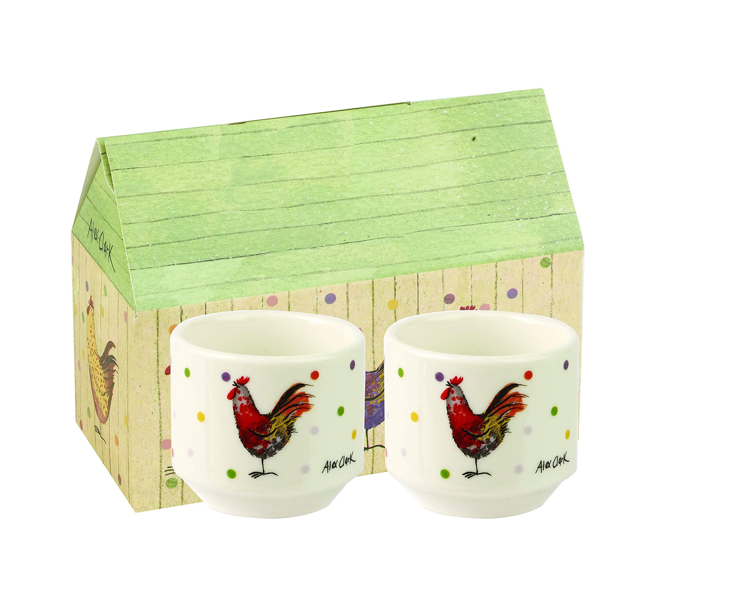 Alex Clark Rooster Stacking Eggs Cups, Ceramic, Multi-Colour, 5 x 5 x 4.4 cm