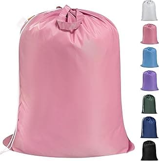 Polecasa Extra Heavy Duty Large Laundry Bag with Sturdy Handles and Drawstring Closure, 28 x 36 inches Durable Storage Bags for Basket, Hamper, College, Dorm, Travel, Pink