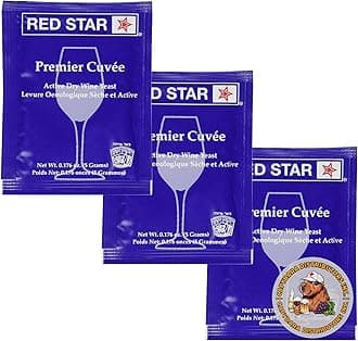 Red Star Premier Cuvee Wine Yeast (3 Pack) - Great for Making Wine Cider Mead Kombucha at Home - 5 g Sachets - Saccharomyces cerevisiae - Sold by CAPYBARA Distributors Inc.