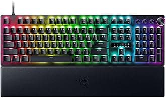 Huntsman V3 Pro Esports Gaming Keyboard: Analog Optical Switches with Rapid Trigger & Adjustable Actuation - Media Keys & Dial - Doubleshot PBT Keycaps - Aluminum Top Plate - Wrist Rest