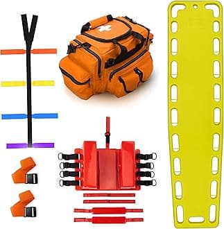 EMS XTRM Rescue Kit Comprehensive Emergency Support with Spine Board, Head Immobilizer, Trauma Bag & 10-Point Strap - Durable, Lightweight for First Responders, Yellow