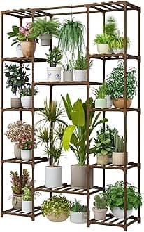 62.2'' Tall Plant Stand Indoor Large Plant Shelf for Multiple Plants Wood Flower Stand Outdoor Hanging Plant Rack for Living Room Garden Balcony Home Decor