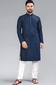 Men's Indian Ethnic Wear Straight Lucknowi Kurta