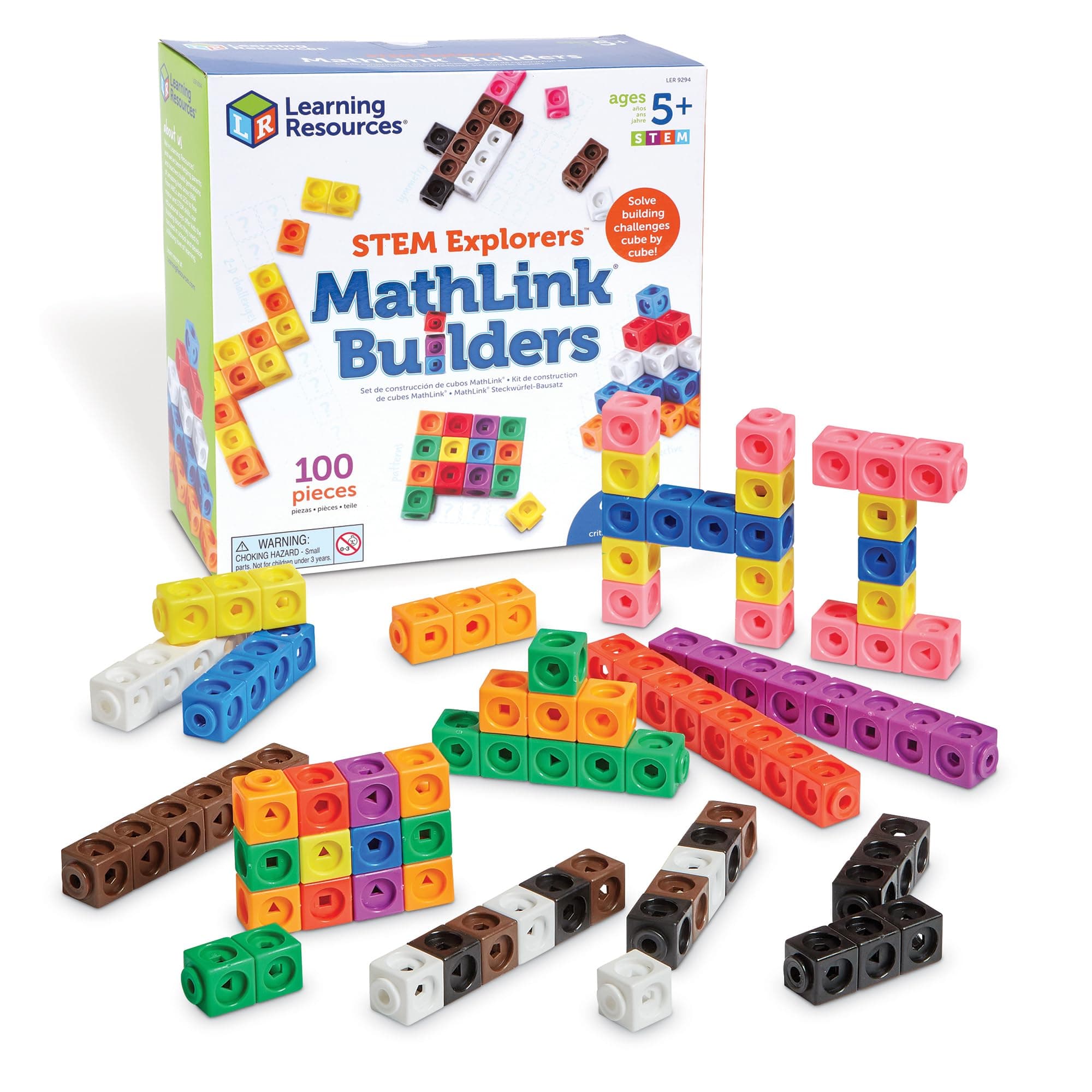 STEM Explorers MathLink Builders - 100 Pieces, Ages 5+ Kindergarten STEM Activities, Math Activity Set and Games for Kids, Mathlink Cubes Activity Set