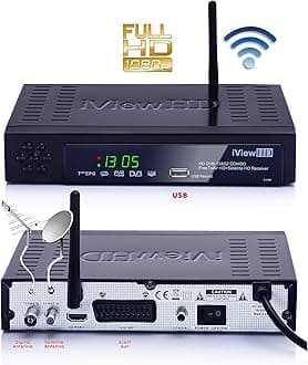 NEW FULL HD Combo Freeview HD + Satellite HD Built in WiFi Receiver Compatible for Freesat and Sky Dish + USB HD Recorder, Digital TV Wi-Fi Set Top Box Terrestrial Tuner 4in1
