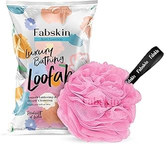 FABSKIN Loofah for Bathing | Bath Shower Sponge Scrubber Exfoliator for Women and Men | Body Wash Scrub | Bath Scrubber for Body (Pink)