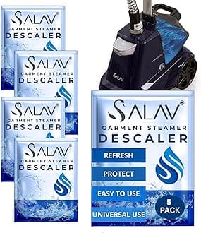 - SALAV Garment Steamer Descaling Solution Decalcifier Packets for Mineral Deposits and Build-up Removal, Maintenance for Clothes, Works with all Garment Steamer Brands, Cleans Build Up, 5 packs