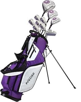 - M5 Ladies Complete Left & Right Handed Golf Club Set | Complete Regular & Petite Womens Golf Clubs Set | with 3 HC's, Lightweight Shafts & Spacious Stand Bag w/Pockets & Dual Carrying Straps