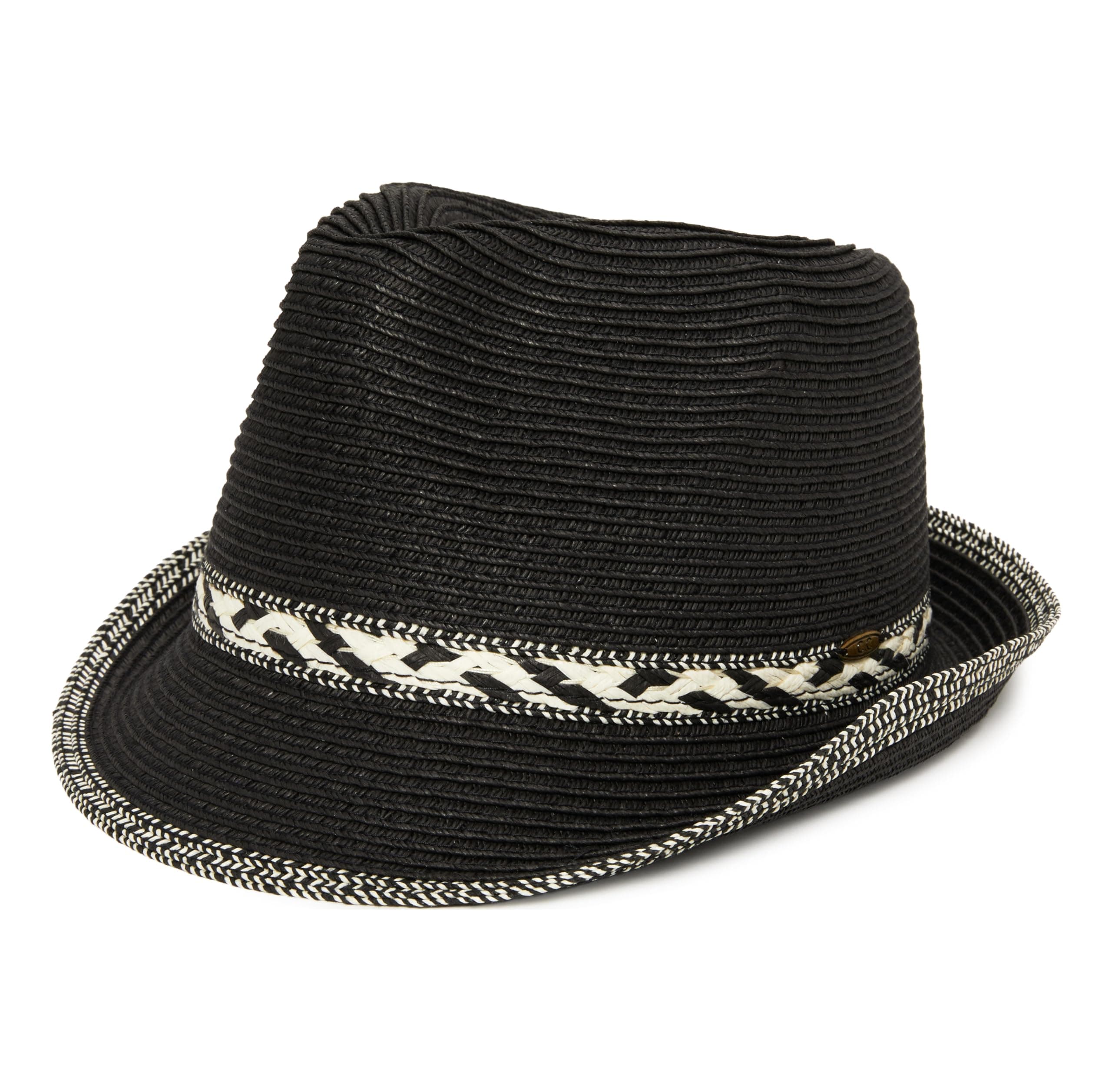 Funky Junque UPF50+ Womens Adjustable Multicolor Woven Pattern Short Brim Fedora Hat