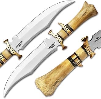 Stainless Steel Hunting Knife - Fixed Blade Knives with Sheath - Firm Grip Handle Made of Camel Bone - Mirror Polished Rust Free Blade Bowie Knife (Mirror Bone)